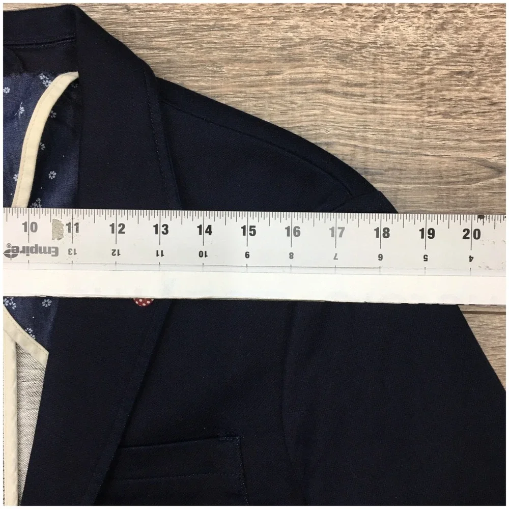 BENETTON Mens Thick Cotton Blazer Sport Coat‎ Casual Jacket Size 38R Blue Suit